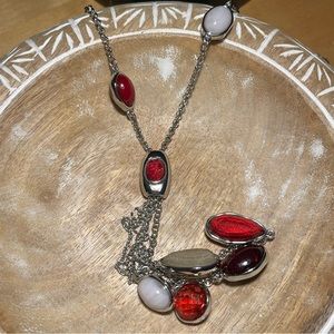 Chico’s Multi Glass Stone Tassel Pendant Necklace
